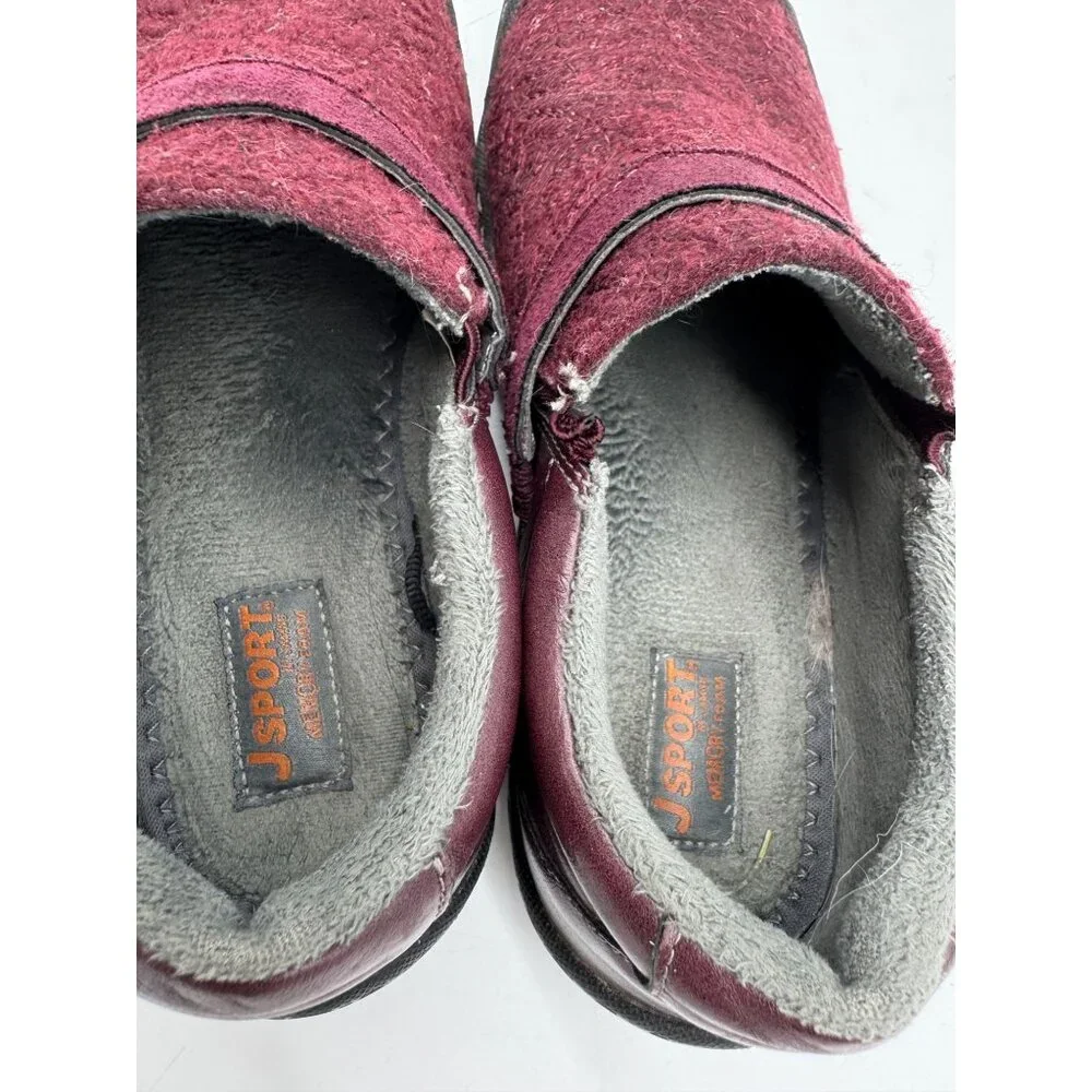 Jsport Womens Blair Slip-On Comfort Shoes Size 8M Maroon Cozy Memory Foam Winter - Picture 9 of 13